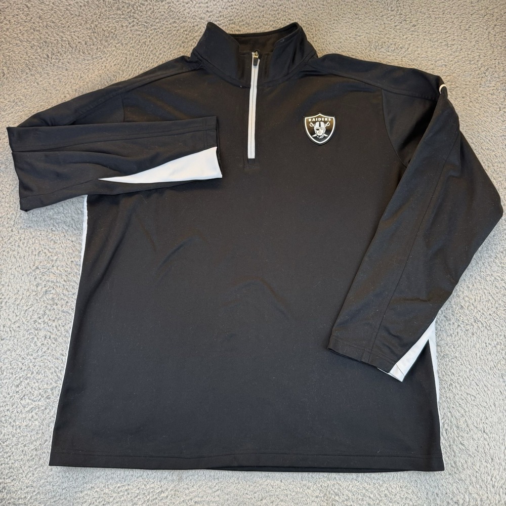 Oakland Raiders Las Vegas Men's‎ Black Large Long Sleeve 1/4 Zip Pullover NFL